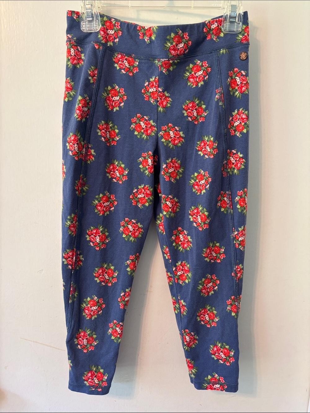Matilda Jane Navy Floral Leggings with Red Rose Print
